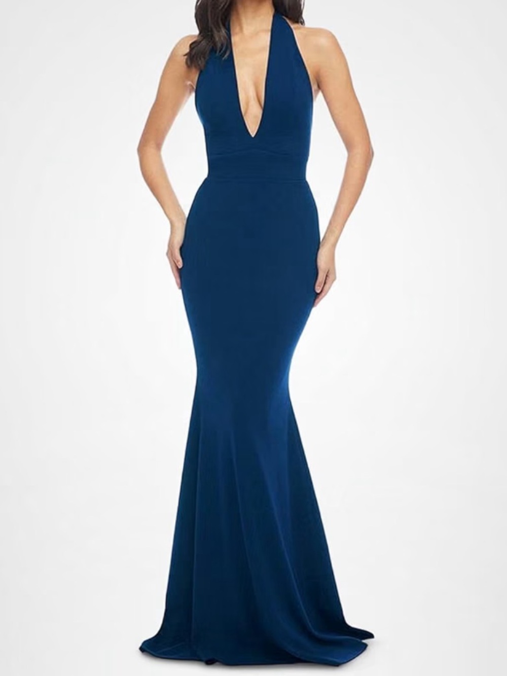 BNWT Dress the Population Camden Sleeveless Halter Plunging Long Stretch Gown